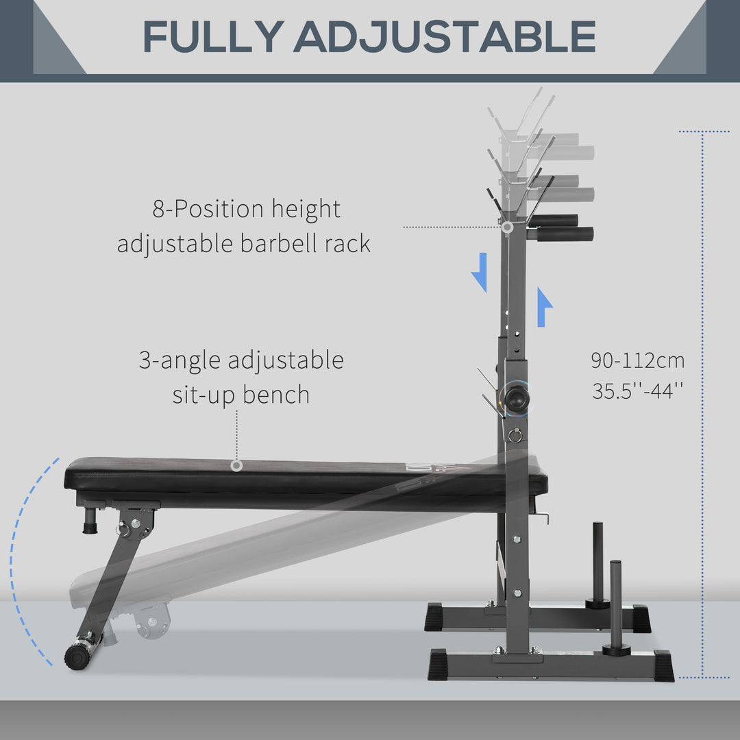 Adjustable Weight Bench, Foldable Bench, with Barbell Rack, Grey