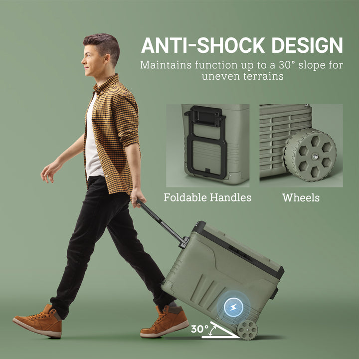 45L Two Compartment Car Fridge Cooler - Green