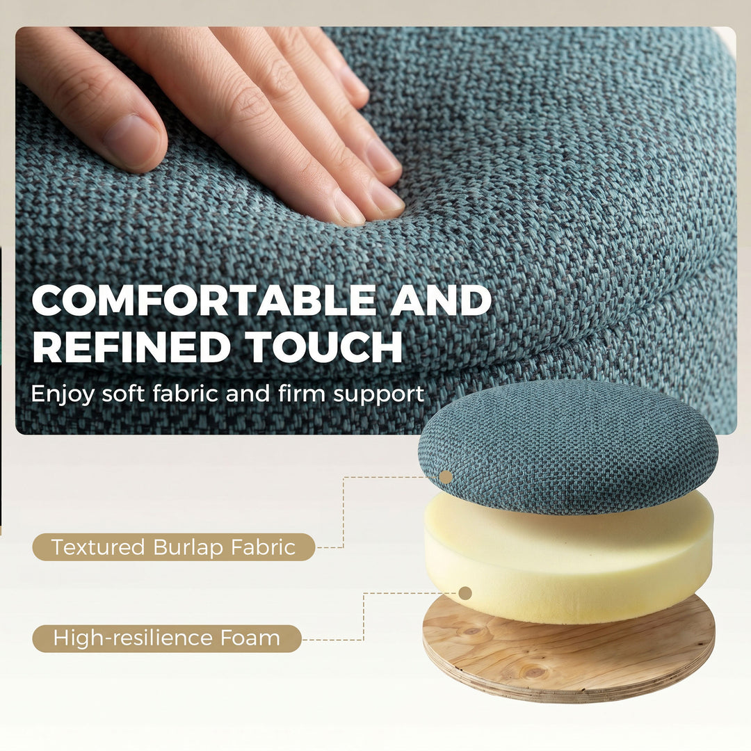 Storage Sitting Bench with Lid, Round Storage Ottoman with Rubberwood 