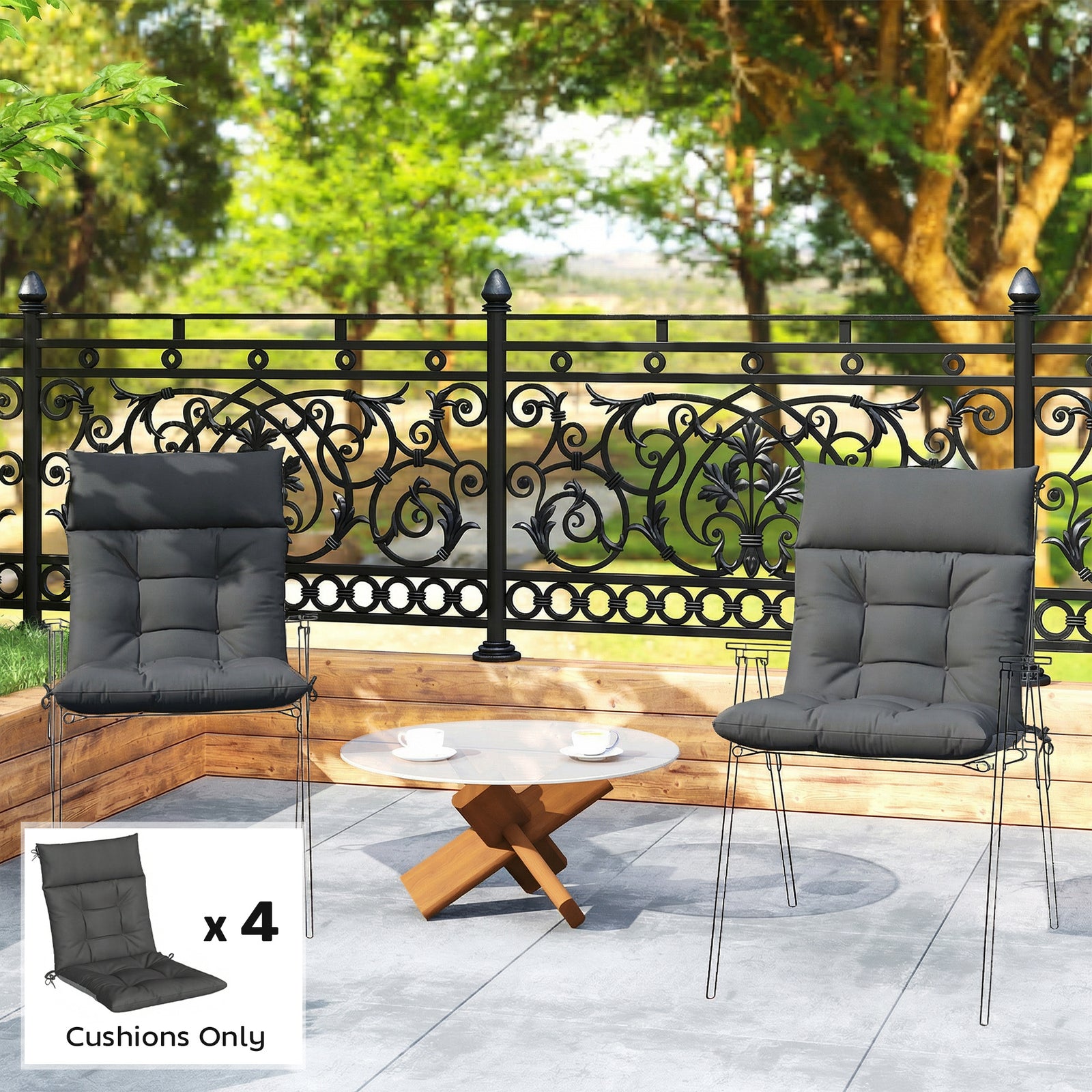 Patio Chair Cushions Set of 4, Waterproof Non-Slip Lounge Chair Cushio