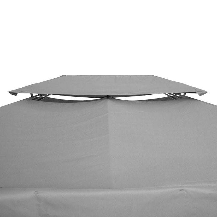 Outsunny Gazebo Replacement Canopy 3x4m, 2 Tier Roof, UV Protection Cover, Outdoor Awning, Light Grey.