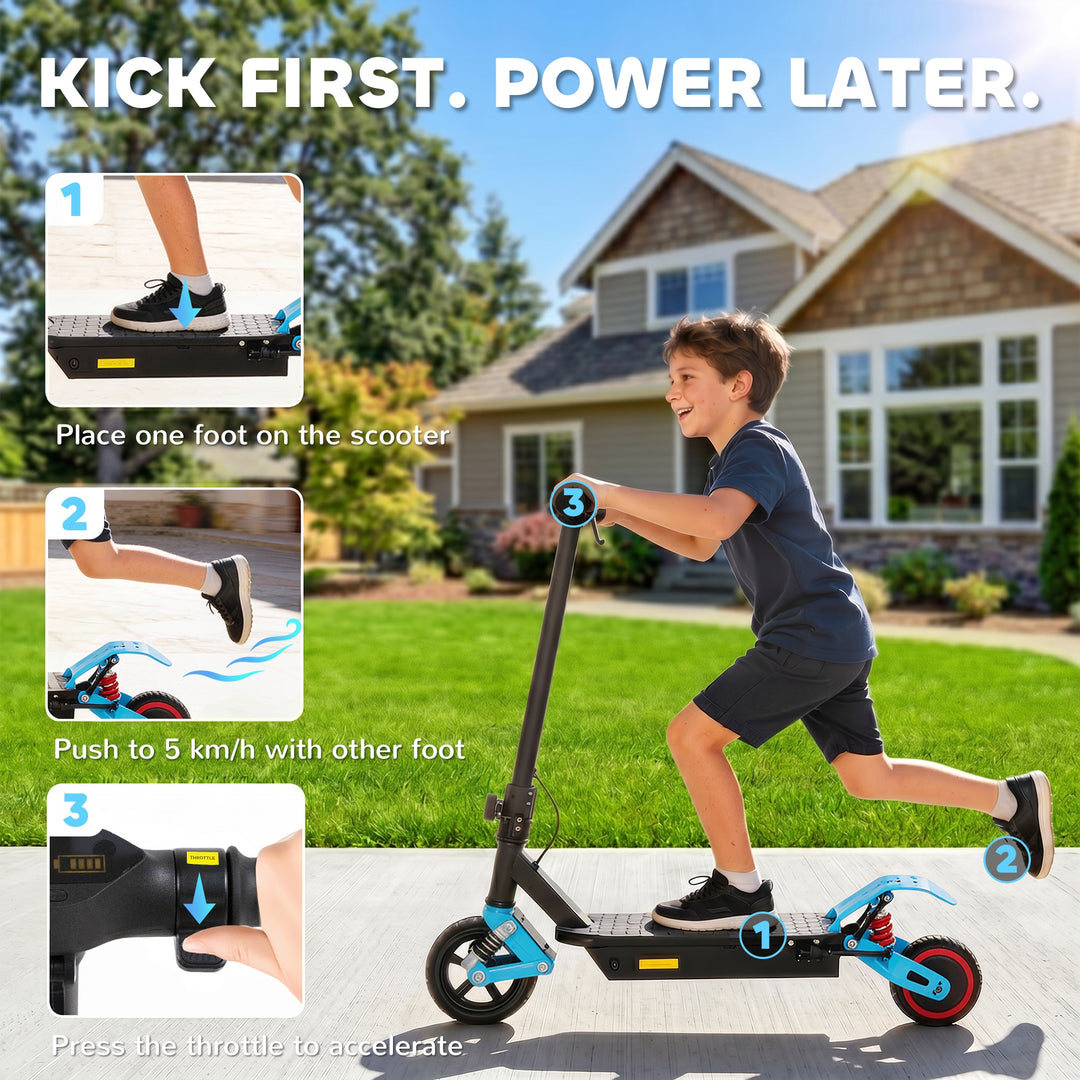 Foldable Kids Electric Scooter with LCD Display, Dual Shock Absorption