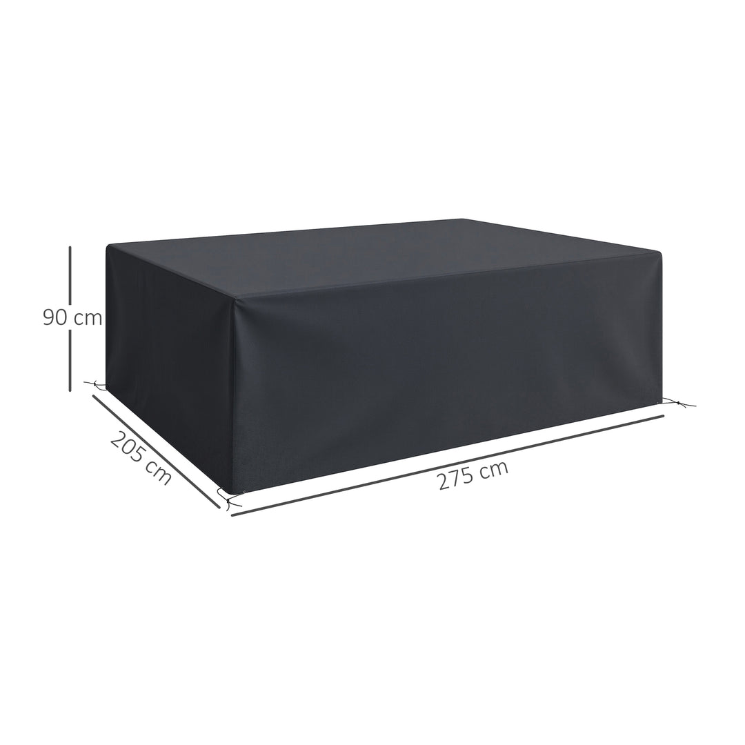 600D Oxford Outdoor Garden Furniture Sofa Set Cover, Waterproof Anti-UV Rattan Sun Lounger Protection Protector Cover, 275L x 205W x 90Hcm, Black