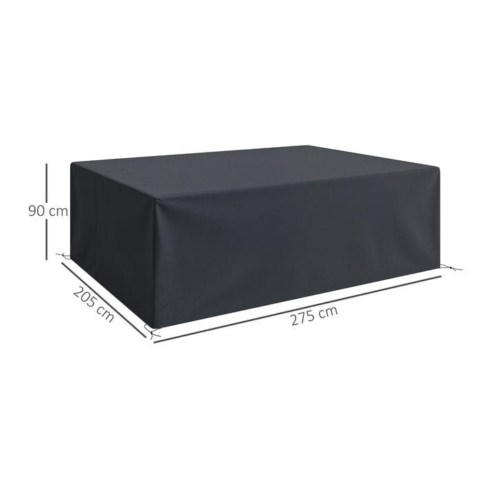 600D Oxford Outdoor Garden Furniture Sofa Set Cover, Waterproof Anti-UV Rattan Sun Lounger Protection Protector Cover, 275L x 205W x 90Hcm, Black
