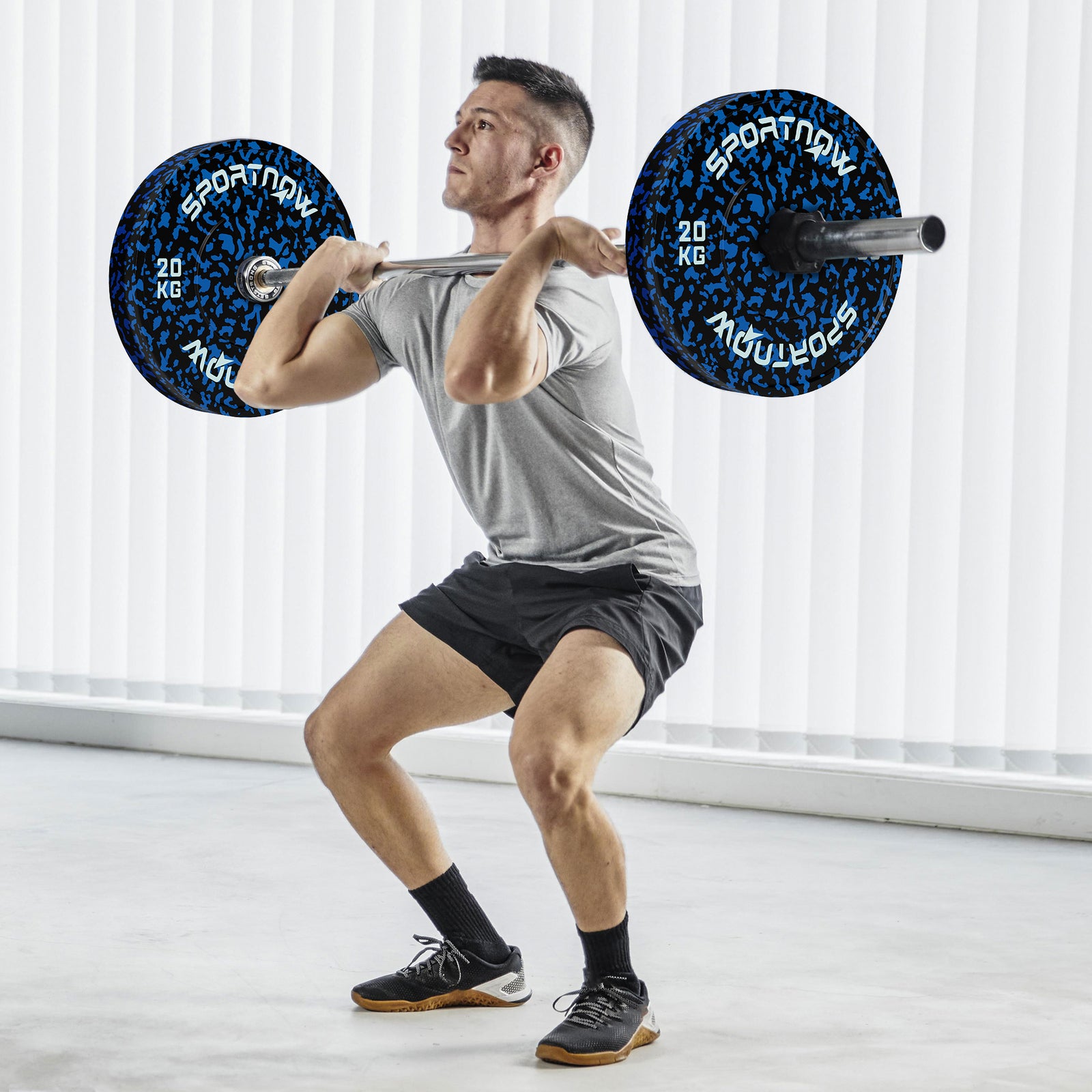 SPORTNOW Olympic Weight Plates with 5cm Holes, for Weight Lifting, 2 x 20KG