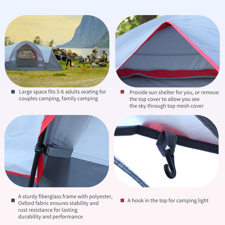Fibreglass & Steel Frame 5/6 Person Lightweight Camping Tent Blue