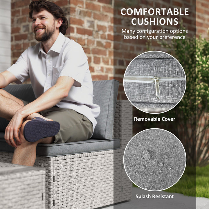 Seven-Piece Modular Rattan Set - Grey