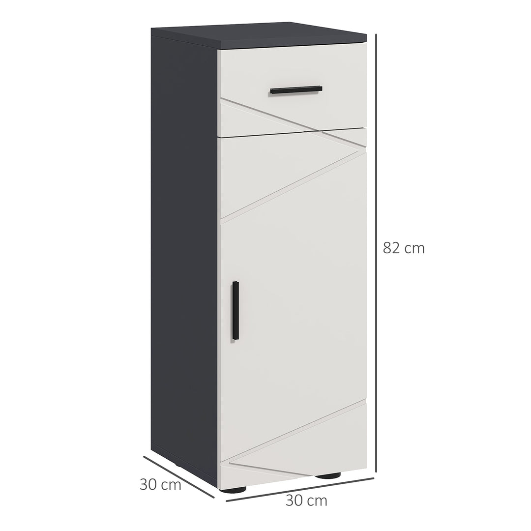 kleankin Slender Bathroom Cabinet: Compact Storage with Drawer, Door & Adjustable Shelf, Soft-Close Mechanism, Grey Hue | Aosom UK