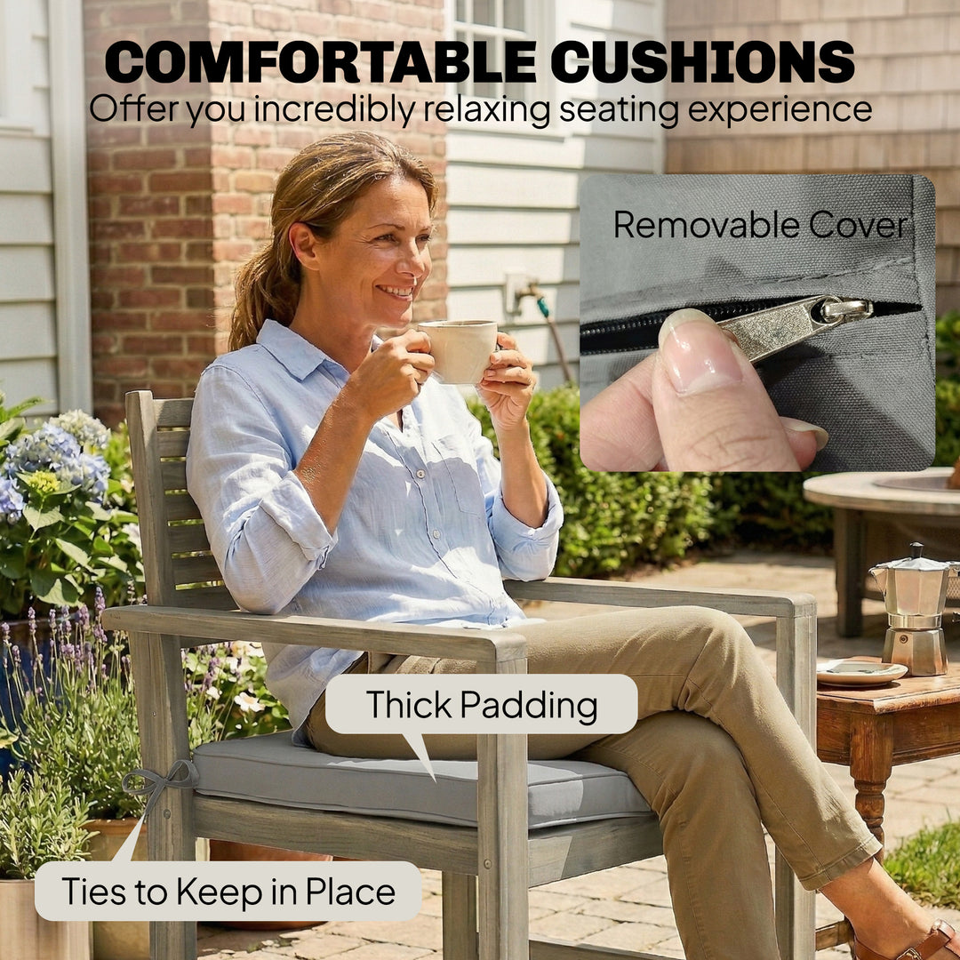 4 Seater Wooden Garden Furniture Set with Loveseat, Armchairs, Table, 