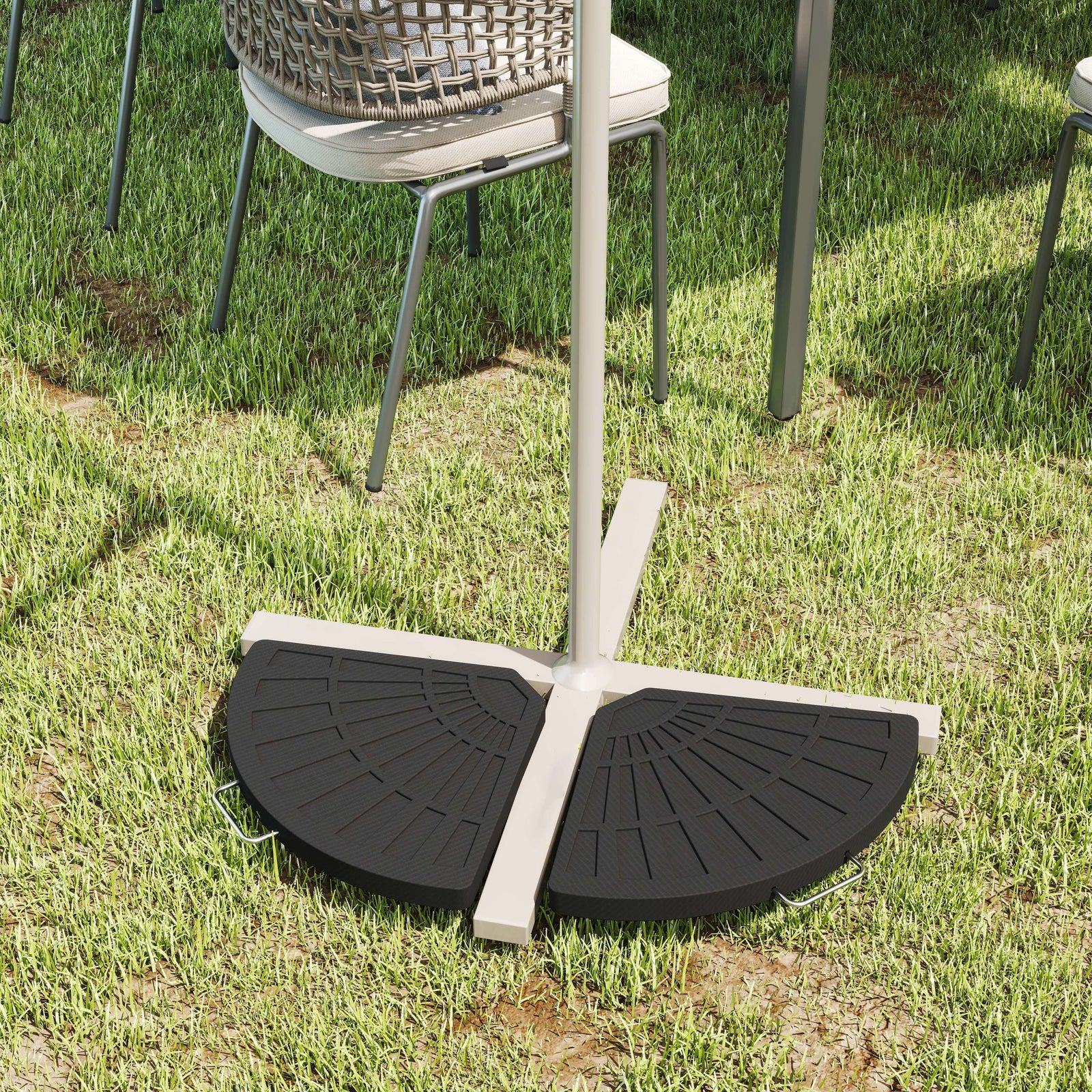 2 Piece Parasol Base, 28kg Resin Umbrella Stand Weights for Cantilever Parasol with Handles, Bronze