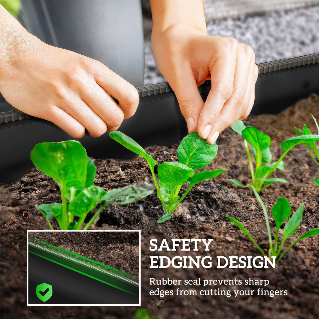 Galvanised Raised Garden Bed, Metal Planter Box with Safety Edging, fo