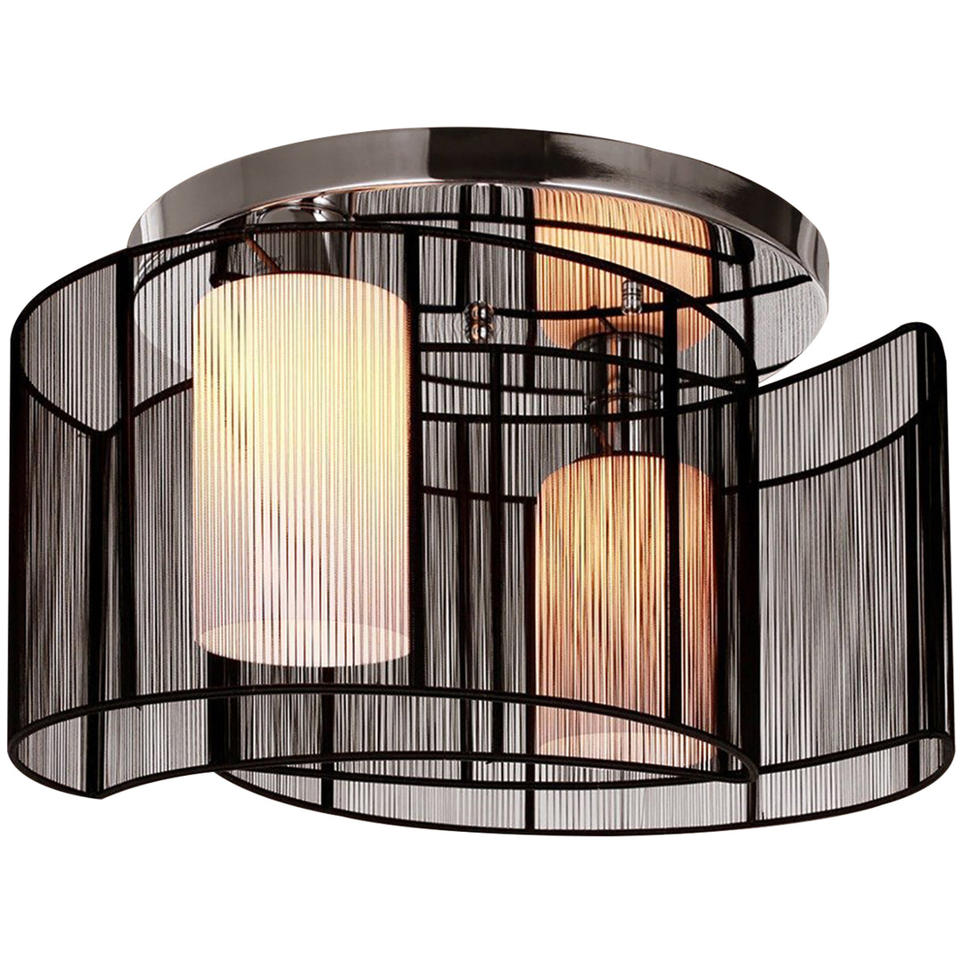 Modern Chandelier, Semi-Flush Mount Ceiling Light with 2 Light, E27 Bulb Base for Hallway, Dining Room, Living Room, White and Black