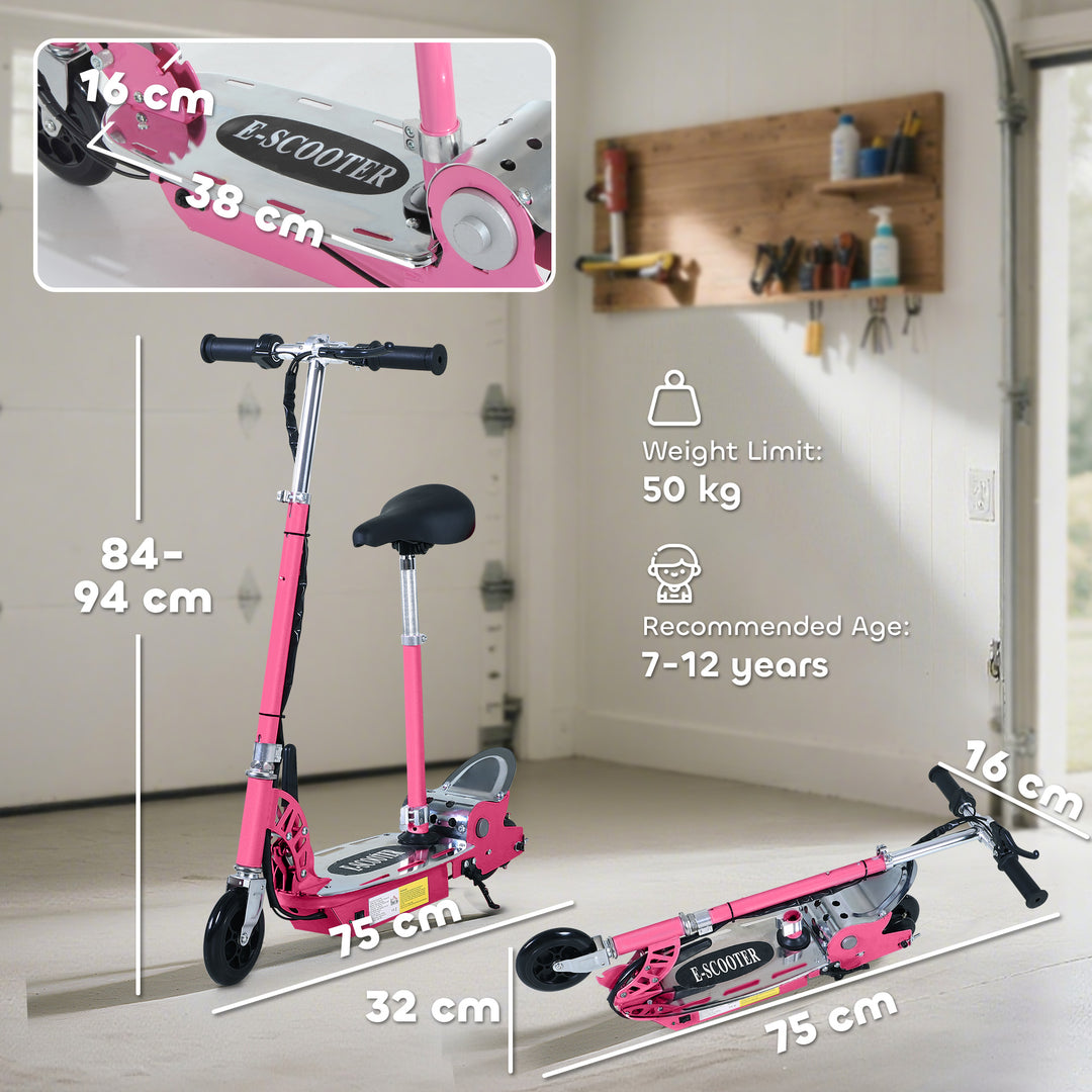 MCL Foldable Powered Scooter with Adjustable Seat, Brake, Pink