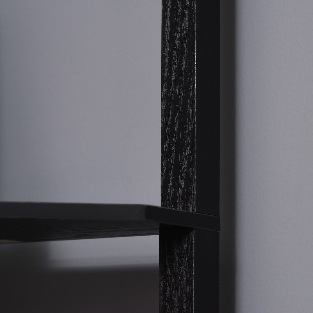 MCL Corner Floor Lamp with Shelves, Modern Tall Standing Lamp with Chain Switch for Living Room, Bedroom, Bulb Not Included, Black