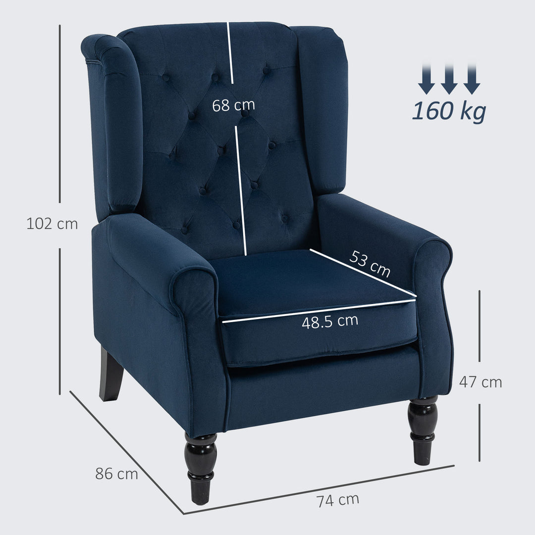 Wingback Accent Chair, Retro Upholstered Button Tufted Occasional Chai