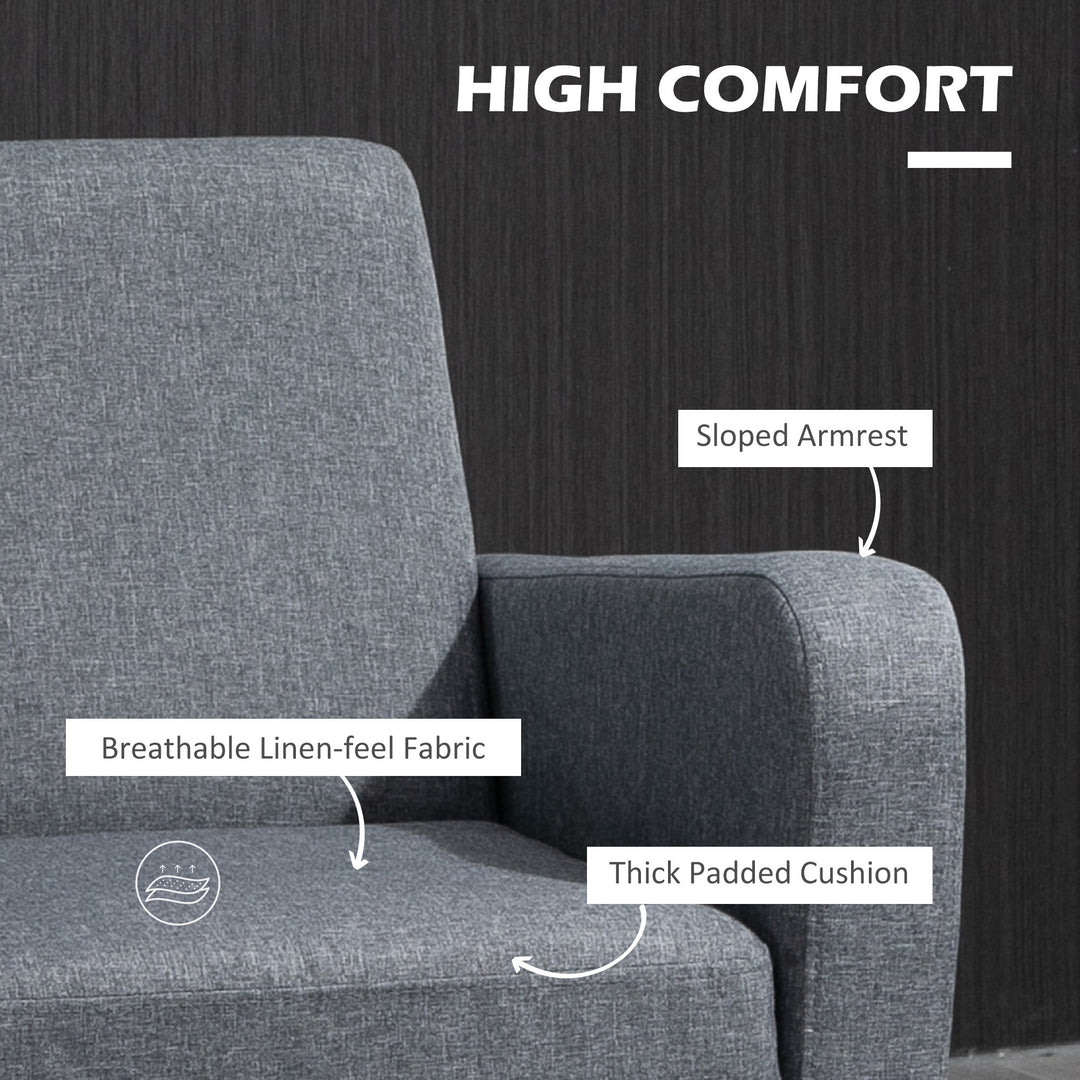Modern Accent Chair, Occasional Chair with Rubber Wood Legs for Living Room, Bedroom, Grey
