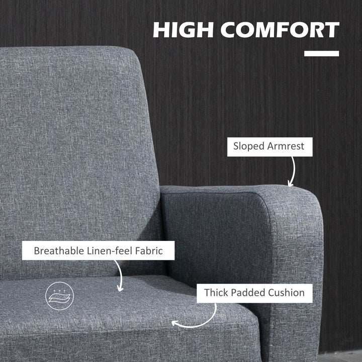 Modern Accent Chair, Occasional Chair with Rubber Wood Legs for Living Room, Bedroom, Grey