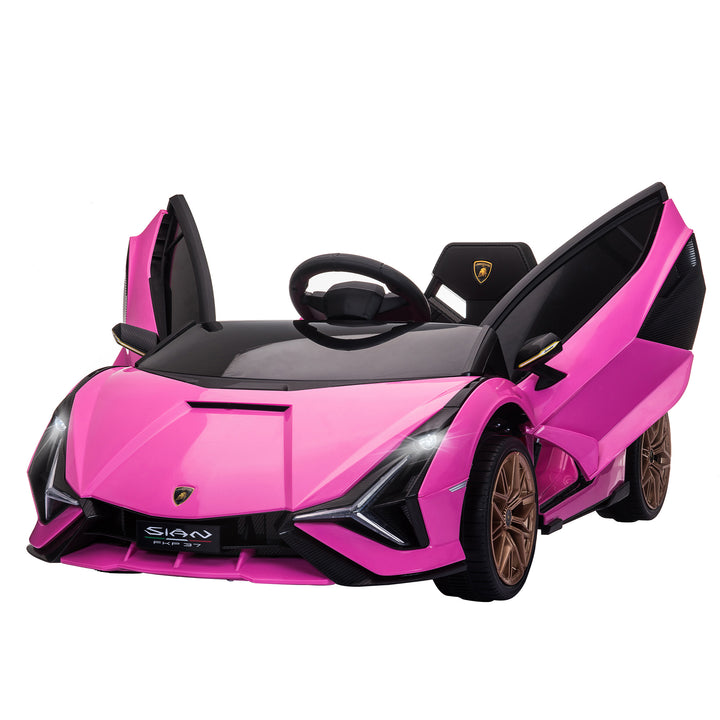 MCL Lamborghini Sian Licensed 12V Electric Car for Kids 2 Motors Toy Car with Remote Control Music Lights MP3 for 3-5 Years Pink