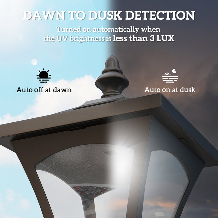 Outdoor Garden Solar Post Lamp Photosensitive LED Lantern Bollard Pathway 1.2M Tall – Black