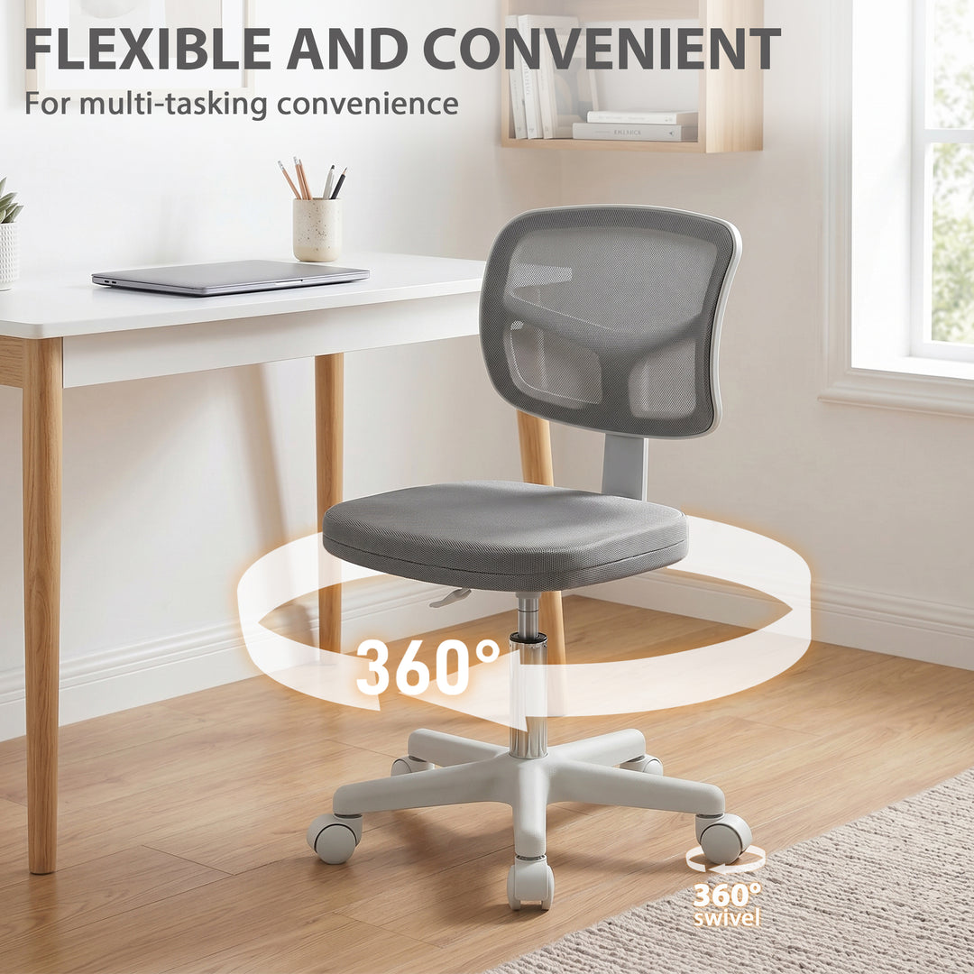 Small Office Chair without Arms, Ergonomic Swivel Mesh Desk Chair with