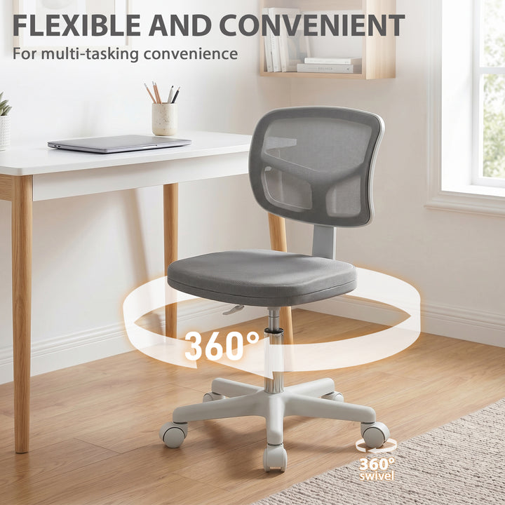 Small Office Chair without Arms, Ergonomic Swivel Mesh Desk Chair with