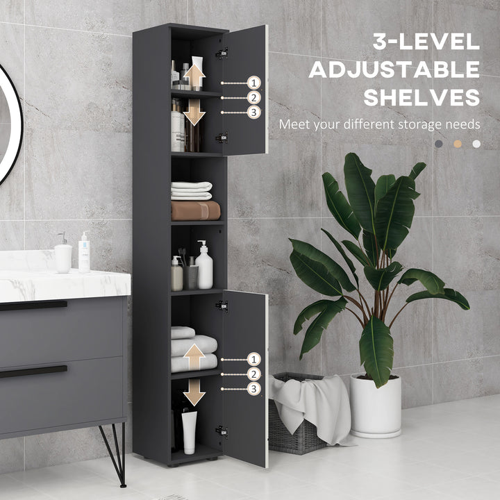 5-Piece Bathroom Furniture Set, Bathroom Storage Cabinet with Doors and Shelves, Tall and Small Floor Cabinets, Wall-mounted Mirror Cabinet, Pedestal Sink Cabinet, Grey
