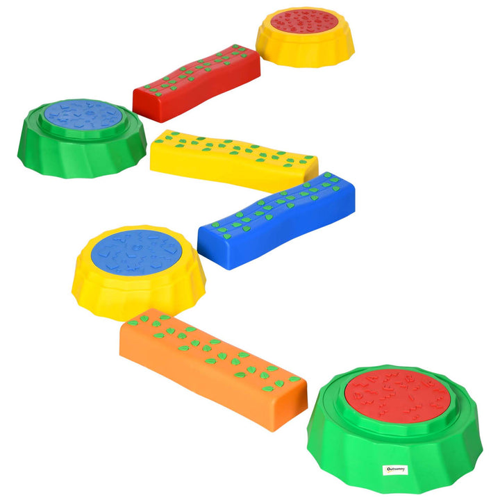 Outsunny Balancing Act: 8-Piece Non-Slip Stepping Stones, Stackable Coordination Training, Multicoloured | Aosom UK