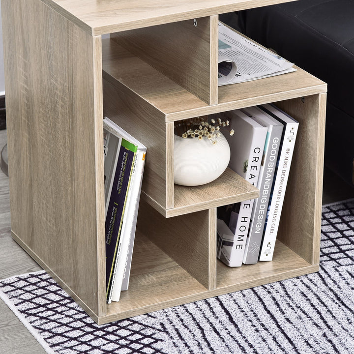 Side Table, 3 Tier End Table with Open Storage Shelves for Living Room, Bedroom, Set of 2, Oak