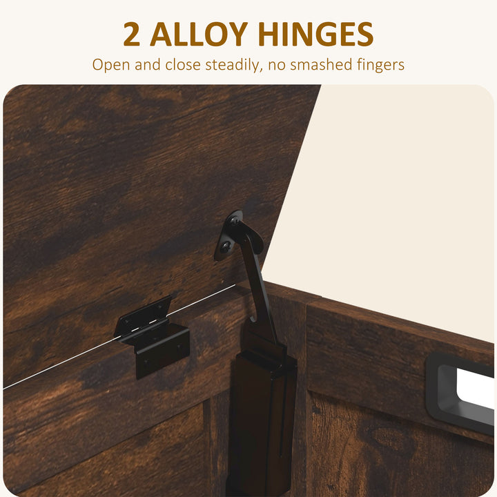 Storage Chest, Modern Storage Trunk with 2 Safety Hinges and Cut-out Handles, Wooden Toy Box for Living Room, Entryway, 76 x 40 x 48 cm, Rustic Brown