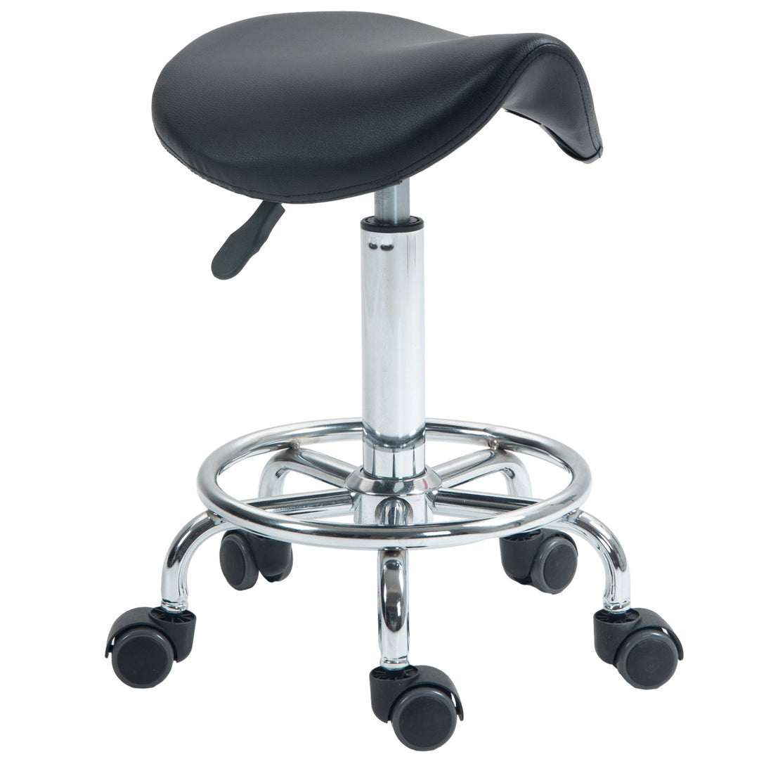 MCL Salon Saddle Stool, Rolling Saddle Chair for Massage, Spa, Clinic, Beauty, Hairdressing and Tattoo, Black