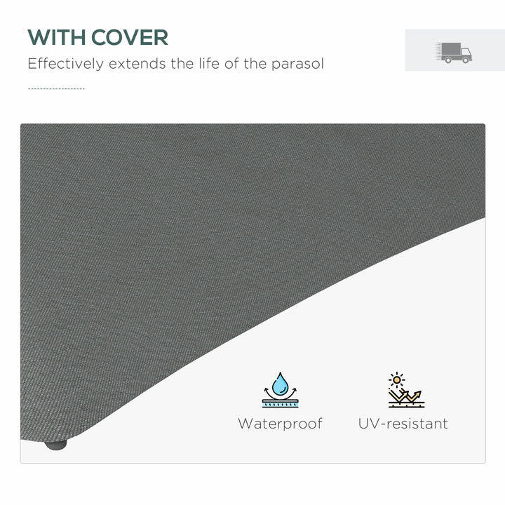 3(m) Solar LED Cantilever Parasol - Dark Grey
