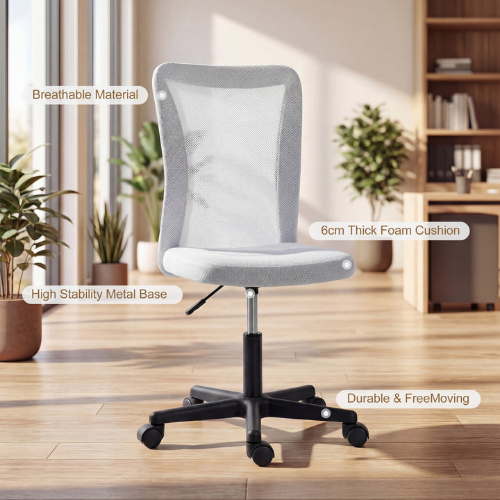 Mesh Office Chair Armless Swivel Executive Computer Desk Chair Adjusta
