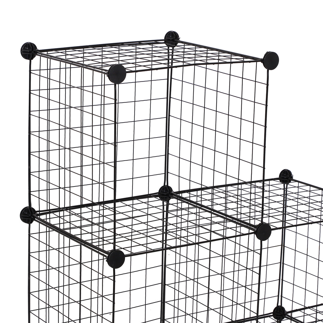 HOMCOM Interlocking 6 Cube Metal Wire Storage Rack, DIY Cabinet for Living Room, Display Shelves, Black | Aosom UK