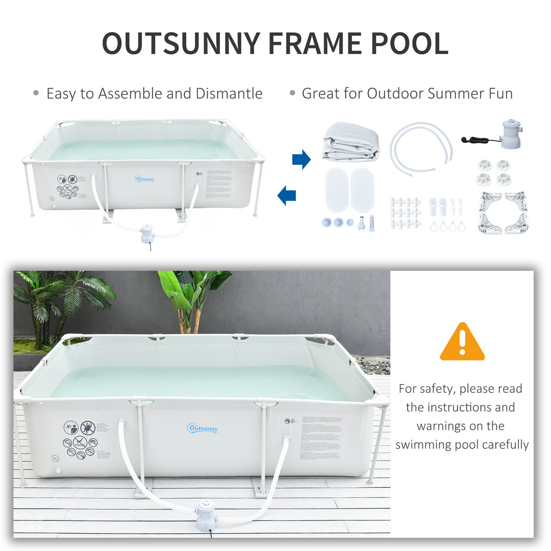 MCL Steel Frame Pool with Filter Pump, Filter Cartridge, Reinforced Sidewalls Rust Resistant Above Ground Swimming Pool 292 x 190 x 75cm, Grey