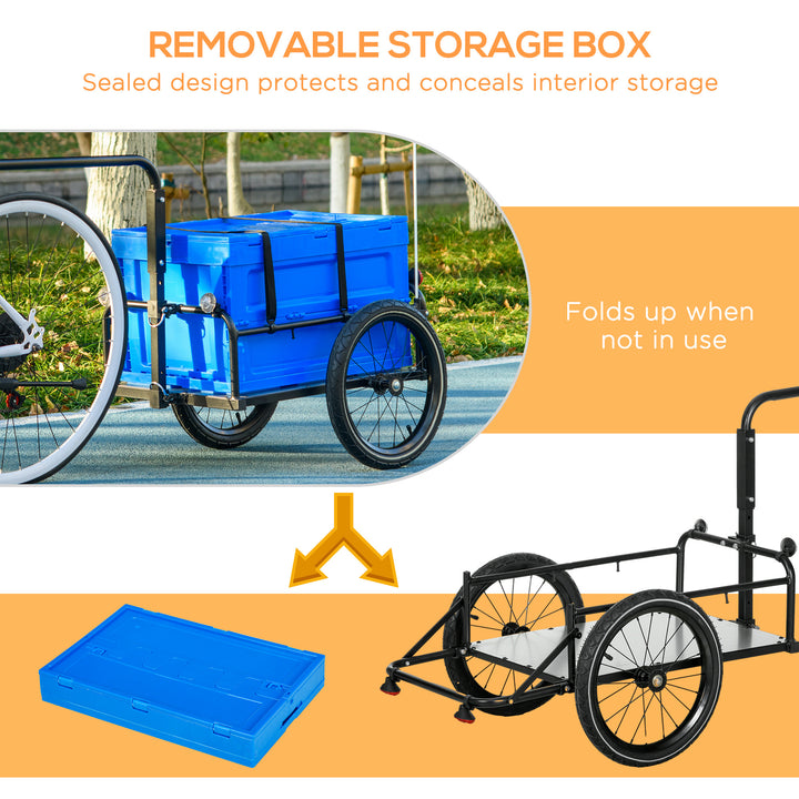 HOMCOM Bicycle Cargo Trailer with Steel Frame, 65L Foldable Storage Box, Safe Reflectors, Max Load 40KG, Blue | Aosom UK