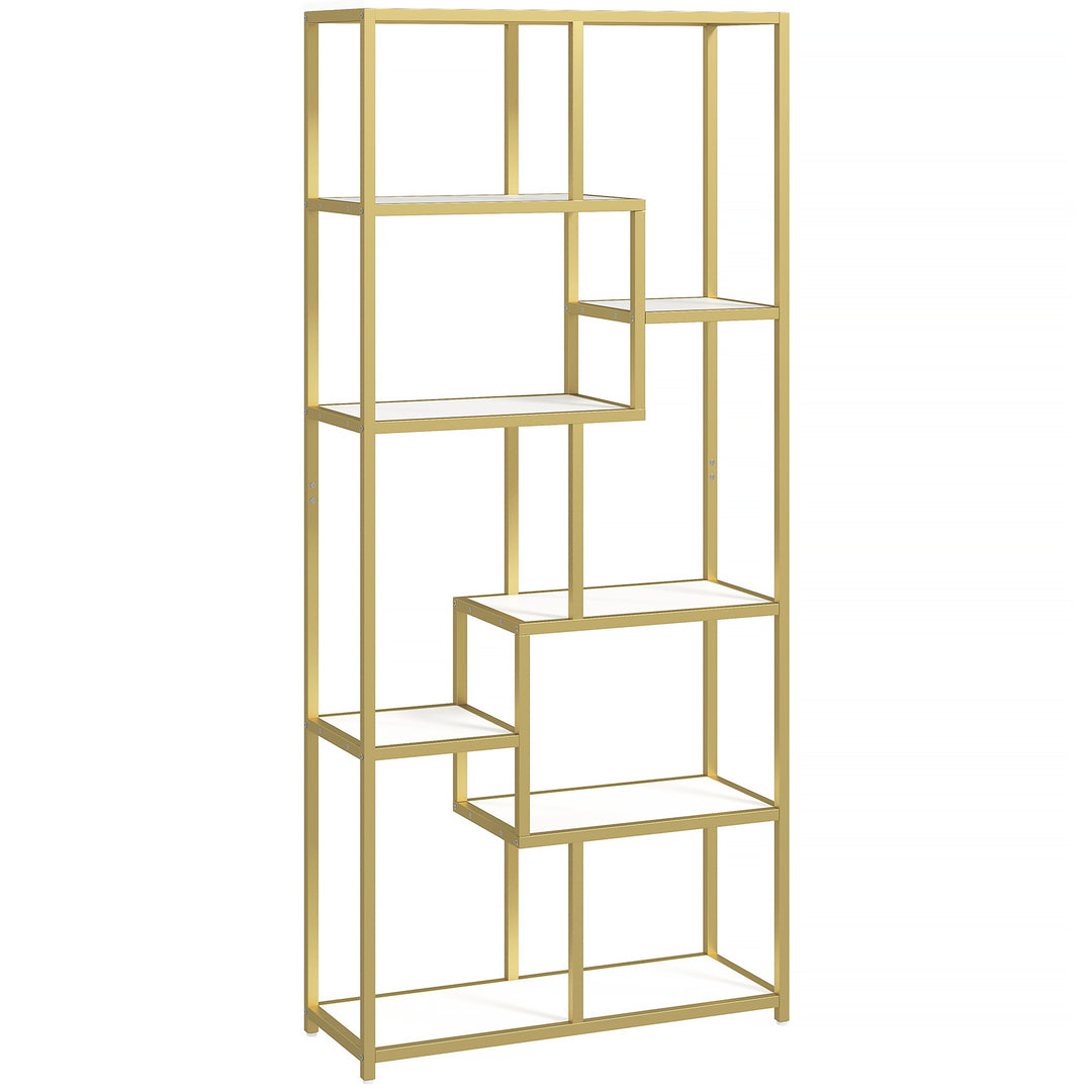 MCL Seven-Tier Geometric Bookcase - White/Gold Tone