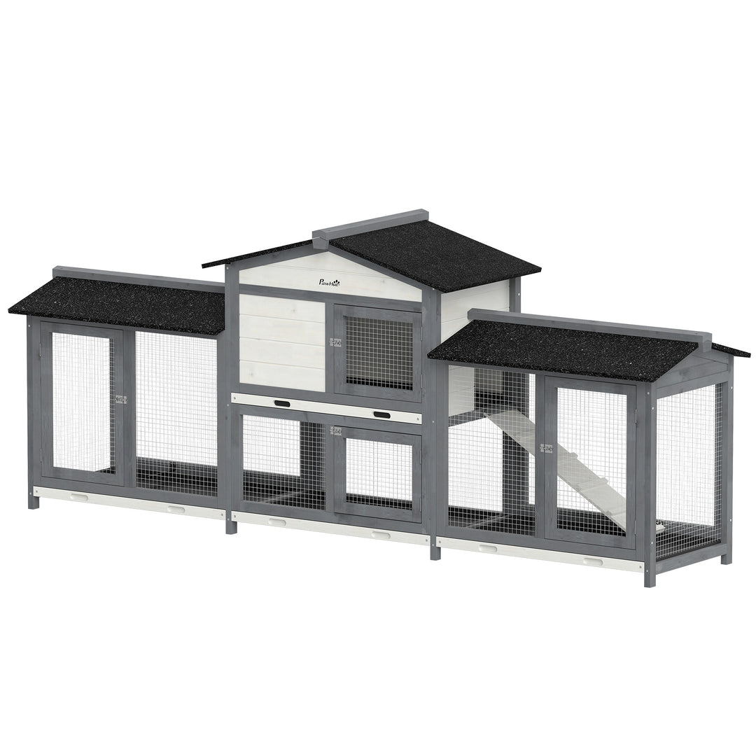 2-Tier Large Rabbit Hutch Outdoor with Double Side Run Boxes, No-leak 