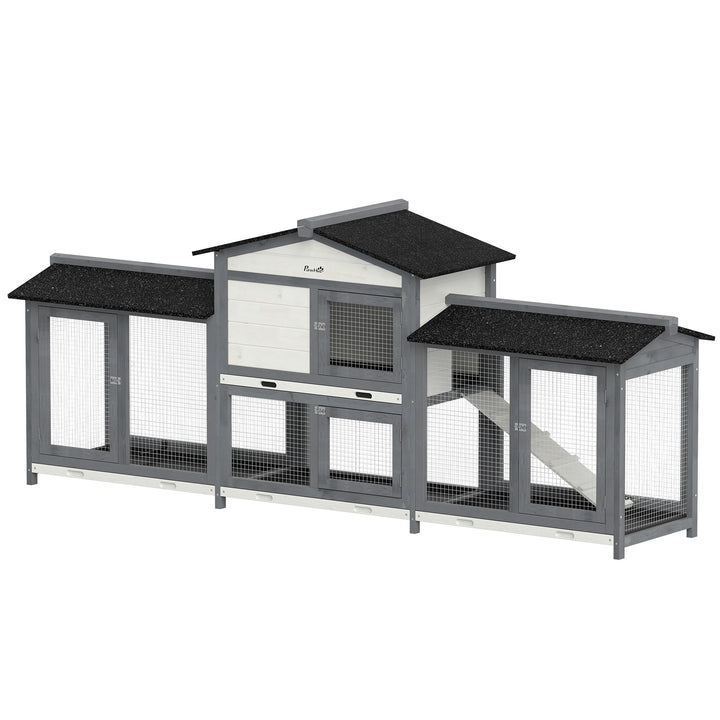 2-Tier Large Rabbit Hutch Outdoor with Double Side Run Boxes, No-leak 