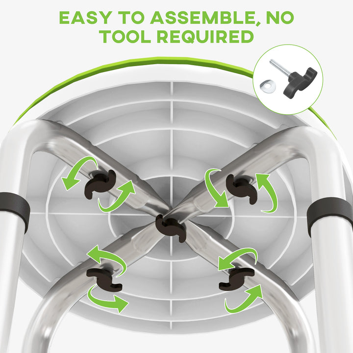 360° Swivel Shower Chair, Height Adjustable Aluminium Shower Stool with Non-Slip Feet for Disabled, Elderly, Green