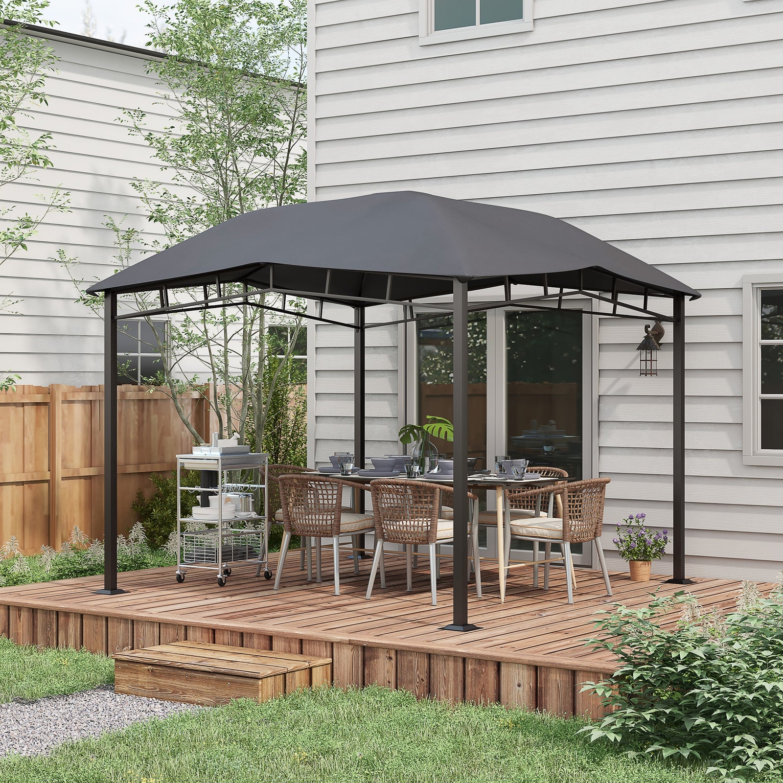 3x3(m) Outdoor Gazebo Garden Gazebo Pavilion Sunshade Canopy Tent with Steel Frame, Grey