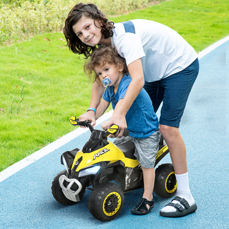 No Power Toddler Kids Ride on Car Walker Foot To Floor Slider w/ Music Lights for 18 - 36 Months Yellow