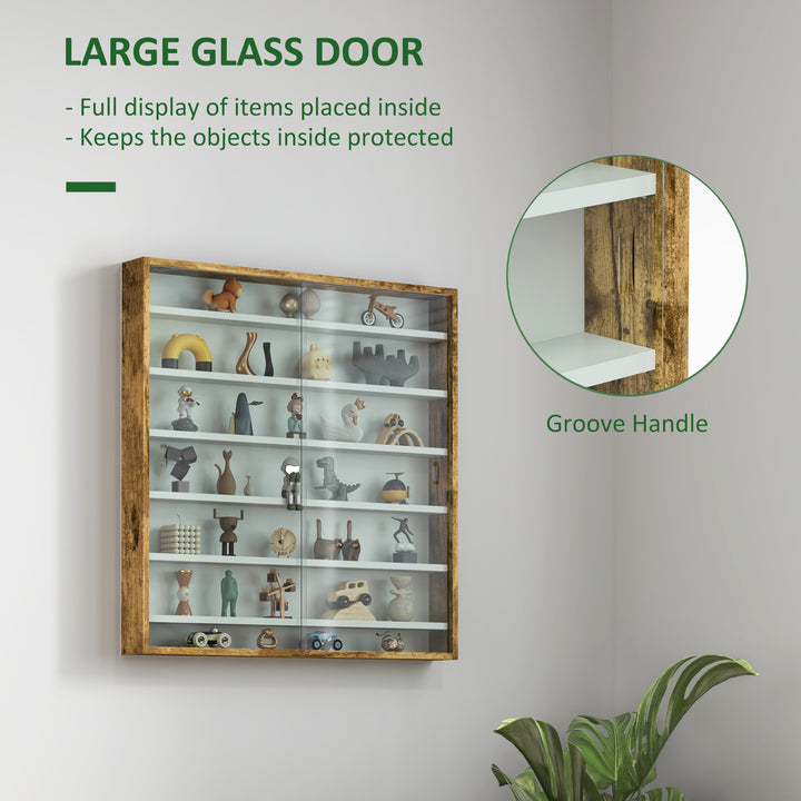 Six Shelf Display Cabinet, with Glass Doors - Brown