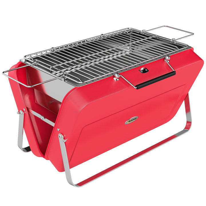 Portable Mini Charcoal Barbecue Grill with Suitcase Shell, Outdoor Fol