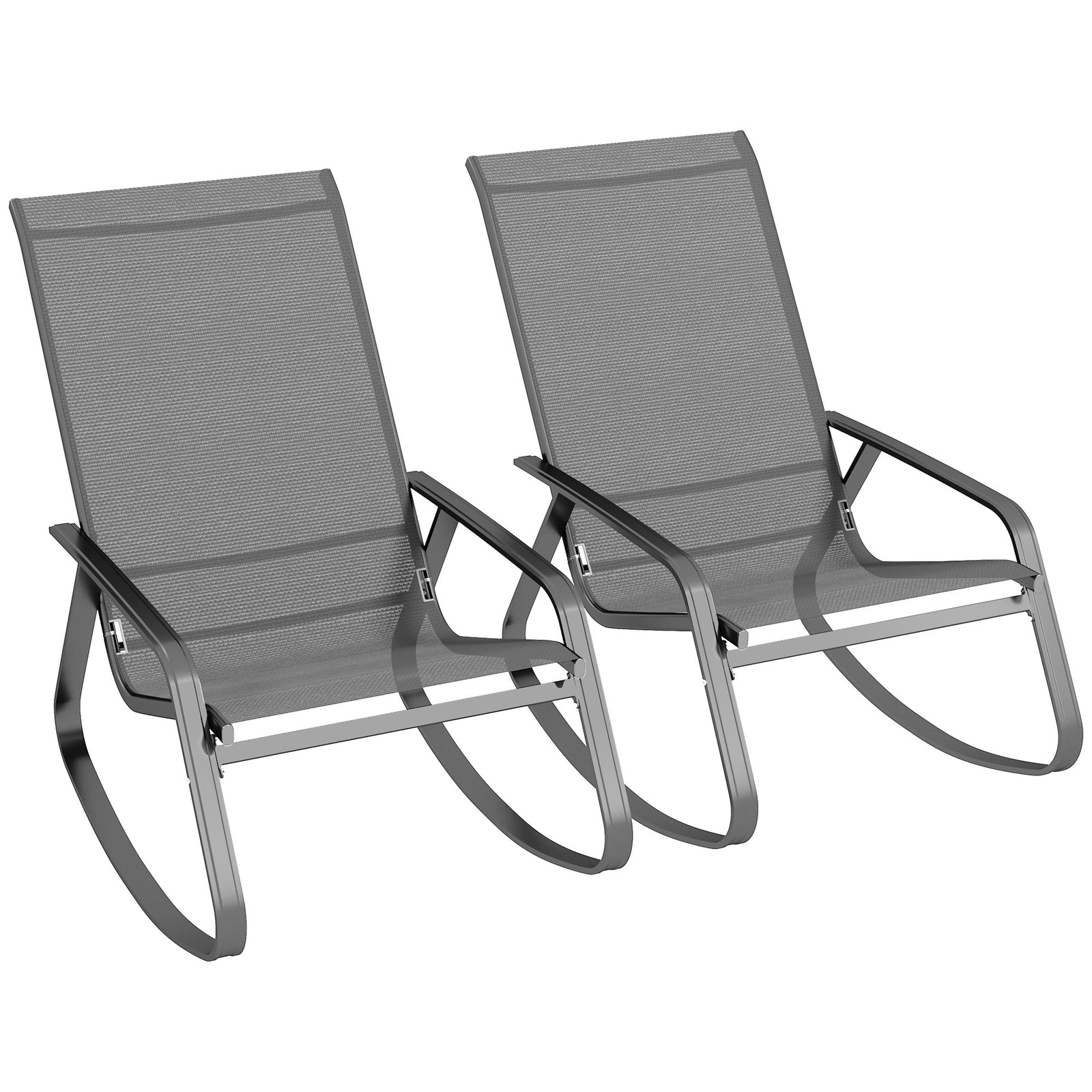 Set of Two Rocking Garden Chairs - Grey