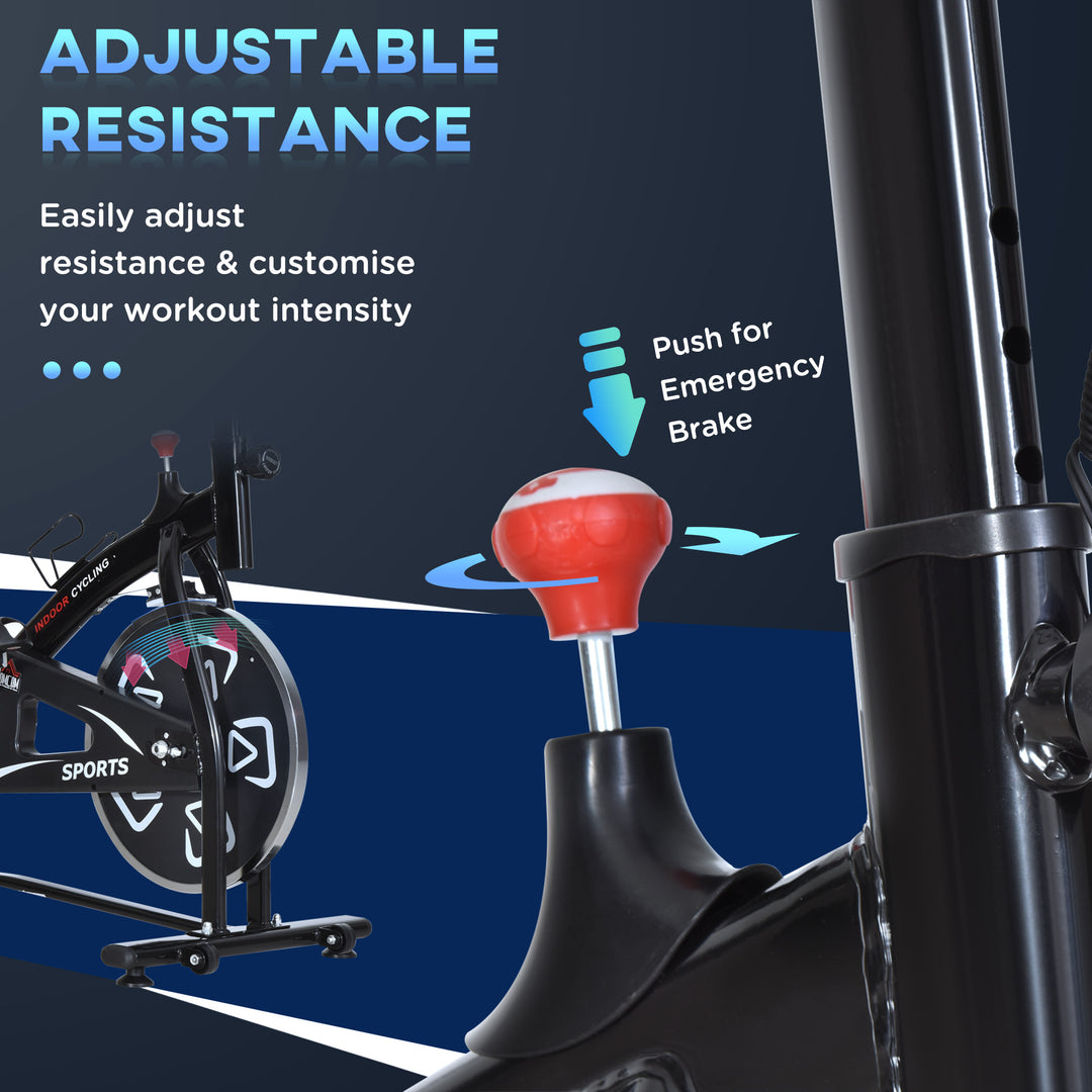 Indoor Stationary Exercise Bike 6kg Flywheel Fitness Cardio Workout Bke Trainer for Home Gym w/ Adjustable Resistance LCD Monitor Pad and Bottle Holder Black