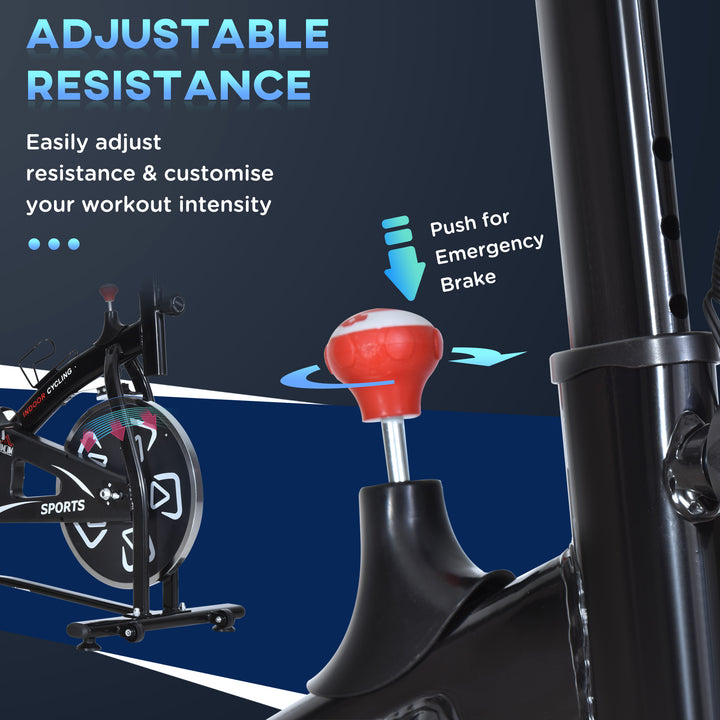 Indoor Stationary Exercise Bike 6kg Flywheel Fitness Cardio Workout Bke Trainer for Home Gym w/ Adjustable Resistance LCD Monitor Pad and Bottle Holder Black