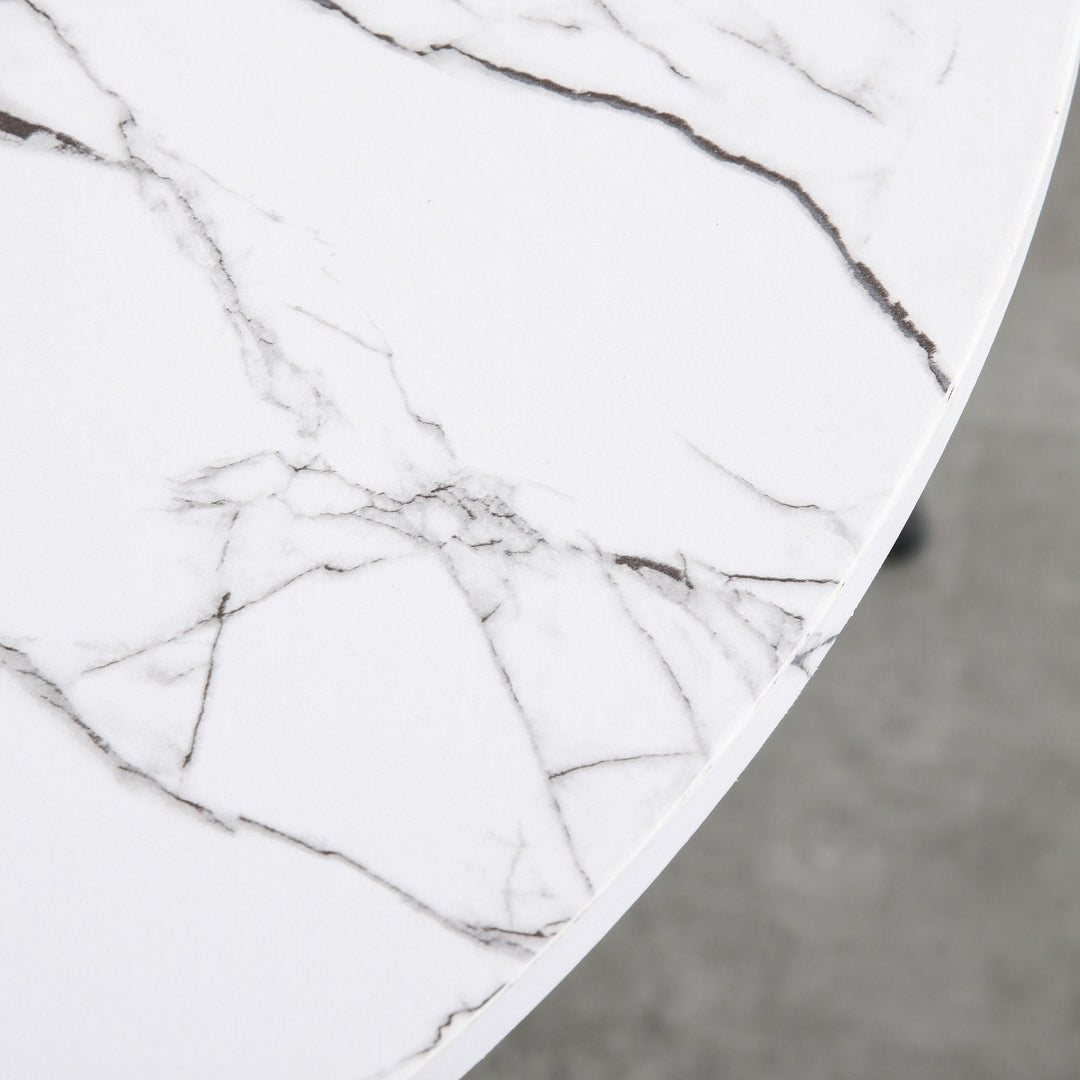 Modern Round Dining Table Leisure Coffee Bistro Table with Metal Base for Kitchen & Dining Room White