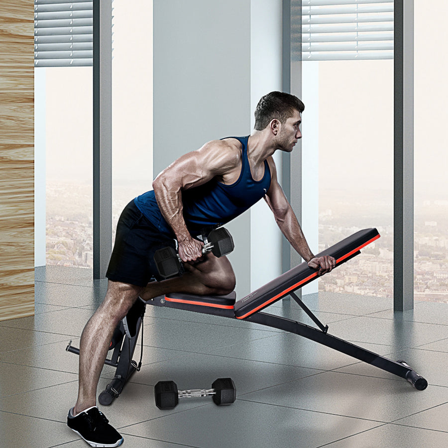 Adjustable Reclined Dumbbell Bench Weight Lifting Set Folding Sit Up Ab Bench Home Training Gym Multiuse Workout Exercise Fitness with 2 x 4kg Dumbbells