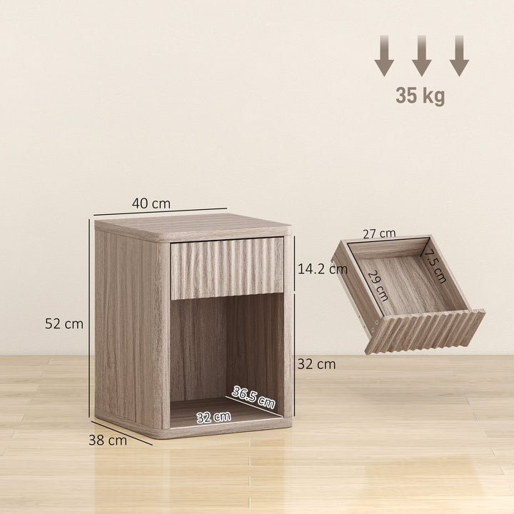 Modern Bedside Table Set of 2, Bedside Cabinet with Drawer and Open Sh