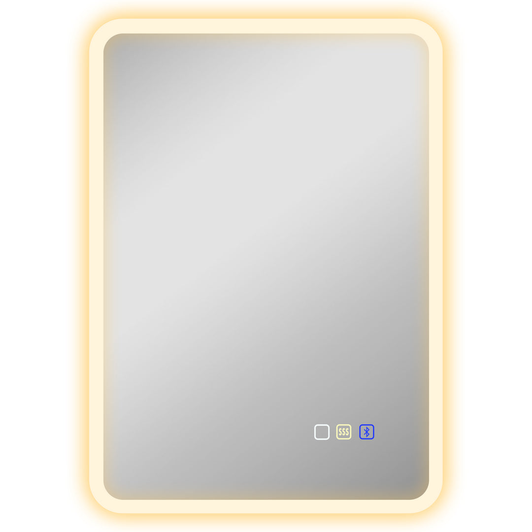 70 x 50cm LED Bathroom Mirror, with Bluetooth - Silver Tone